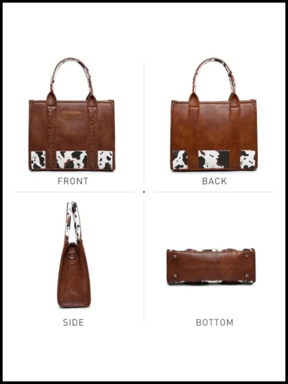Vegan Leather Tote Satchel Purse with Wristlet and Shoulder Strap
